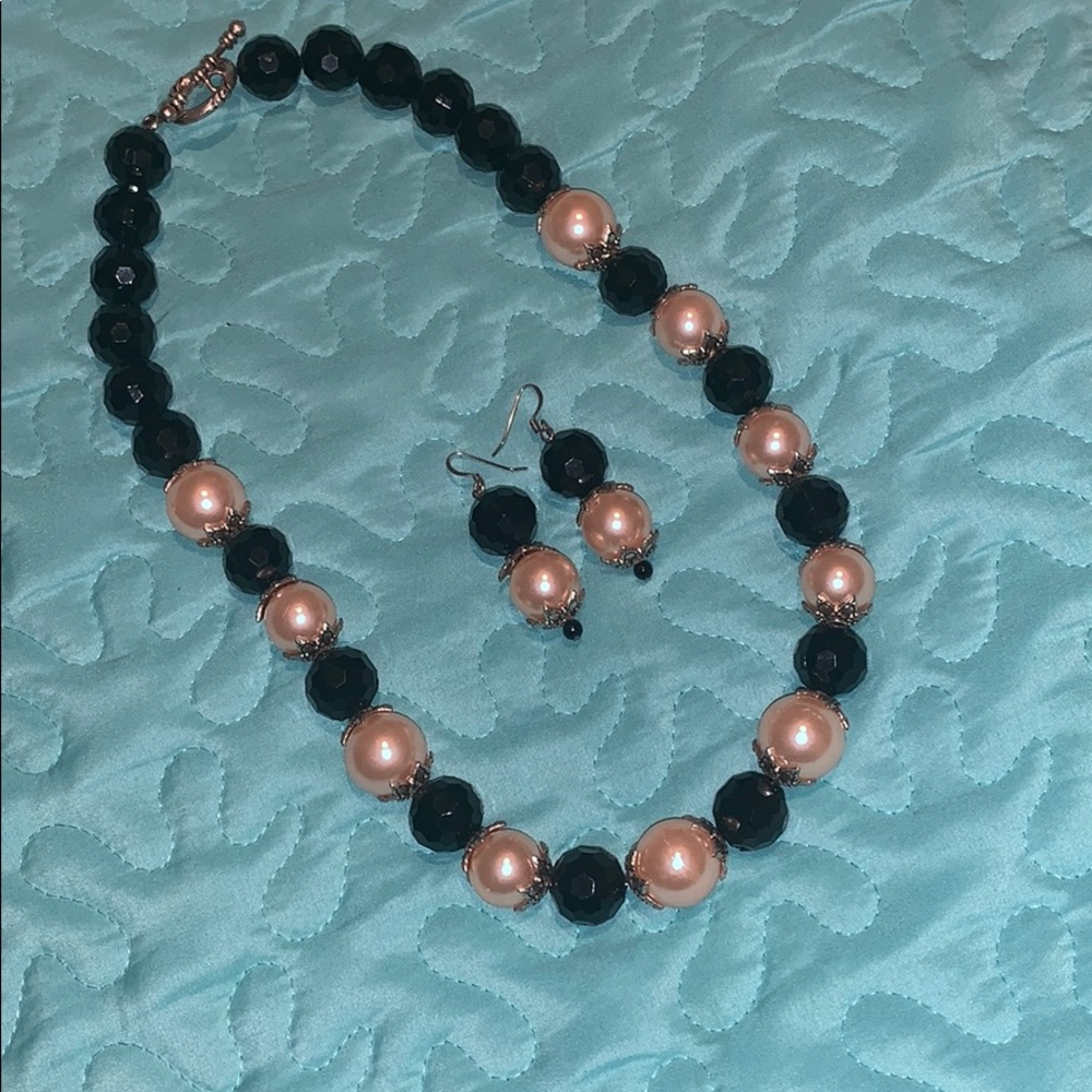 Necklace with matching hanging earrings